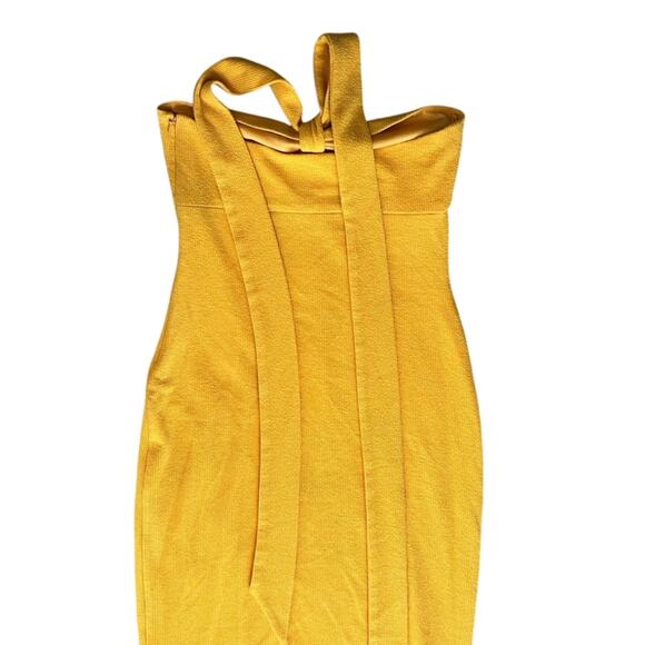 Saylor Women’s Jynx Fringe Halter Neck Mango Yellow Knit Midi Dress Sz S - Picture 7 of 13